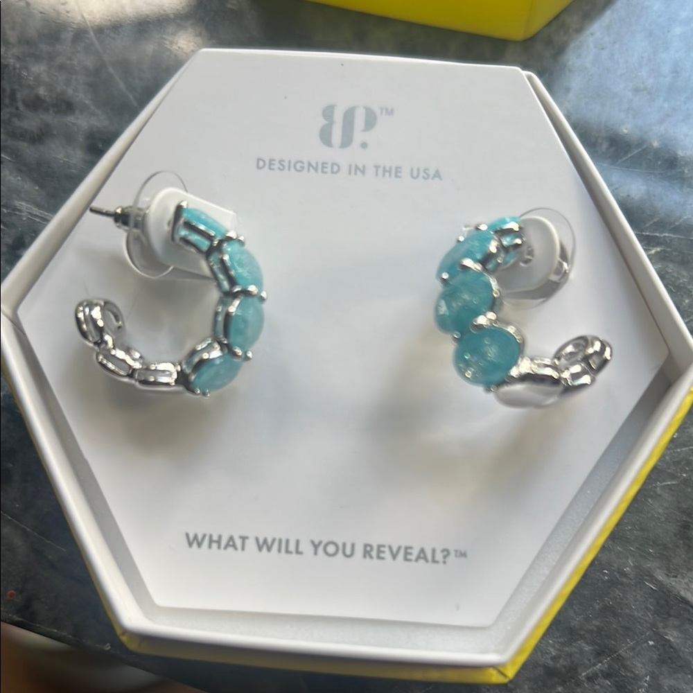 Bomb Party Aquamarine Crystal Earrings NIB